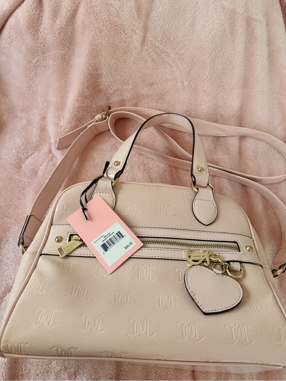 Juicy Couture Light Pink Crossbody Satchel with Heart Charm